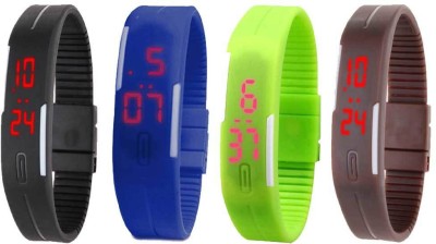 NS18 Silicone Led Magnet Band Combo of 4 Black, Blue, Green And Brown Digital Watch  - For Boys & Girls   Watches  (NS18)