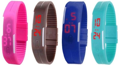 NS18 Silicone Led Magnet Band Watch Combo of 4 Pink, Brown, Blue And Sky Blue Digital Watch  - For Couple   Watches  (NS18)