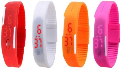 NS18 Silicone Led Magnet Band Combo of 4 Red, White, Orange And Pink Digital Watch  - For Boys & Girls   Watches  (NS18)