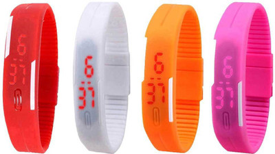 View NS18 Silicone Led Magnet Band Combo of 4 Red, White, Orange And Pink Digital Watch  - For Boys & Girls Wrist Watches Price Online(NS18)