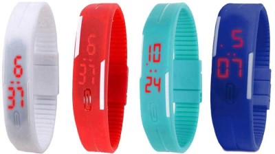 NS18 Silicone Led Magnet Band Combo of 4 White, Red, Sky Blue And Blue Digital Watch  - For Boys & Girls   Watches  (NS18)