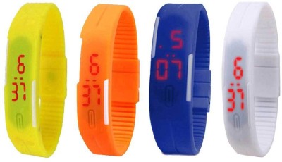 NS18 Silicone Led Magnet Band Combo of 4 Yellow, Orange, Blue And White Digital Watch  - For Boys & Girls   Watches  (NS18)