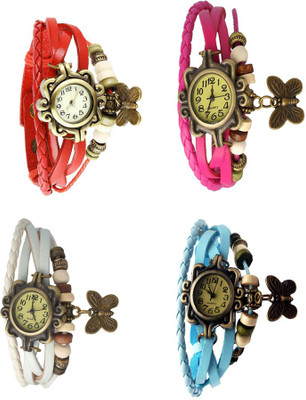 

NS18 Vintage Butterfly Rakhi Combo of 4 Red, White, Pink And Sky Blue Watch - For Women