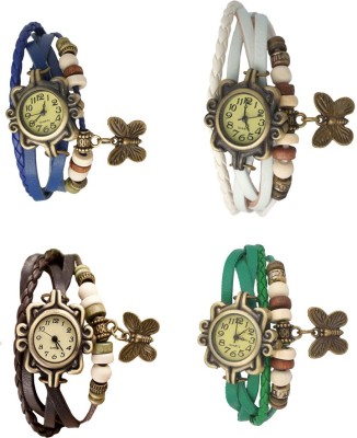 NS18 Vintage Butterfly Rakhi Combo of 4 Blue, Brown, White And Green Analog Watch  - For Women   Watches  (NS18)