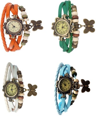 NS18 Vintage Butterfly Rakhi Combo of 4 Orange, White, Green And Sky Blue Analog Watch  - For Women   Watches  (NS18)