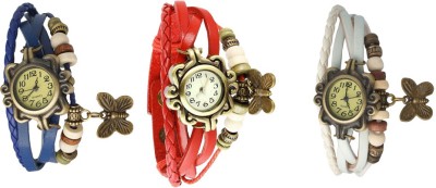 NS18 Vintage Butterfly Rakhi Combo of 3 Blue, Red And White Analog Watch  - For Women   Watches  (NS18)