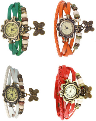 

NS18 Vintage Butterfly Rakhi Combo of 4 Green, White, Orange And Red Watch - For Women
