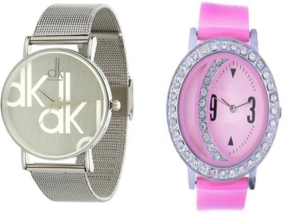 ReniSales Beautyfool pink Colored Combo Pink Dot On Silver Moon Watch  - For Girls   Watches  (ReniSales)