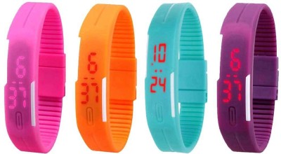 NS18 Silicone Led Magnet Band Watch Combo of 4 Pink, Orange, Sky Blue And Purple Digital Watch  - For Couple   Watches  (NS18)