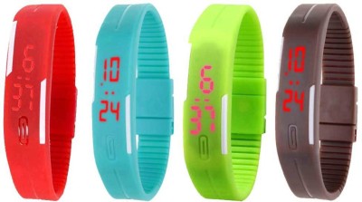 NS18 Silicone Led Magnet Band Combo of 4 Red, Sky Blue, Green And Brown Digital Watch  - For Boys & Girls   Watches  (NS18)