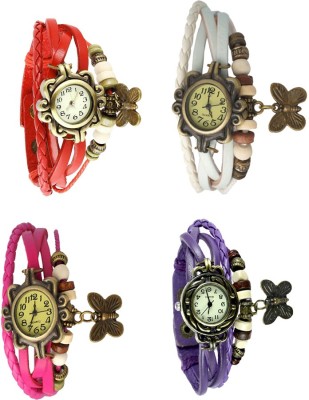 NS18 Vintage Butterfly Rakhi Combo of 4 Red, Pink, White And Purple Analog Watch  - For Women   Watches  (NS18)