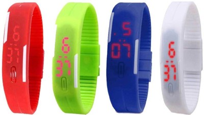 NS18 Silicone Led Magnet Band Combo of 4 Red, Green, Blue And White Digital Watch  - For Boys & Girls   Watches  (NS18)