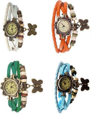 NS18 Vintage Butterfly Rakhi Combo of 4 White, Green, Orange And Sky Blue Analog Watch  - For Women   Watches  (NS18)