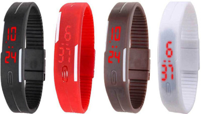 

Kissu Led Magnet Band Combo of 4 Black, Red, Brown And White Watch - For Men & Women