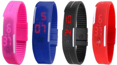NS18 Silicone Led Magnet Band Watch Combo of 4 Pink, Blue, Black And Red Digital Watch  - For Couple   Watches  (NS18)