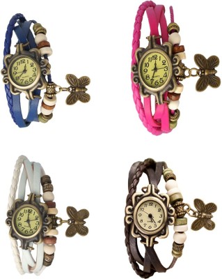 NS18 Vintage Butterfly Rakhi Combo of 4 Blue, White, Pink And Brown Analog Watch  - For Women   Watches  (NS18)