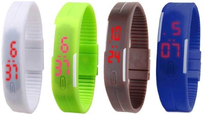 NS18 Silicone Led Magnet Band Combo of 4 White, Green, Brown And Blue Digital Watch  - For Boys & Girls   Watches  (NS18)