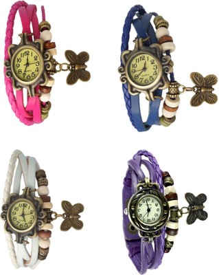NS18 Vintage Butterfly Rakhi Combo of 4 Pink, White, Blue And Purple Analog Watch  - For Women   Watches  (NS18)