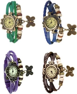 NS18 Vintage Butterfly Rakhi Combo of 4 Green, Purple, Blue And Brown Analog Watch  - For Women   Watches  (NS18)