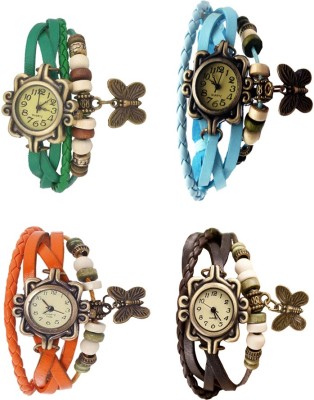 NS18 Vintage Butterfly Rakhi Combo of 4 Green, Orange, Sky Blue And Brown Analog Watch  - For Women   Watches  (NS18)