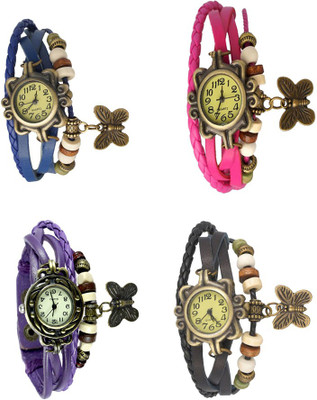 

Kissu Vintage Rakhi Combo of 4 Blue, Purple, Pink And Black Watch - For Women