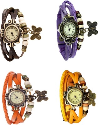 NS18 Vintage Butterfly Rakhi Combo of 4 Brown, Orange, Purple And Yellow Analog Watch  - For Women   Watches  (NS18)