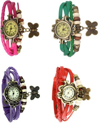 NS18 Vintage Butterfly Rakhi Combo of 4 Pink, Purple, Green And Red Analog Watch  - For Women   Watches  (NS18)