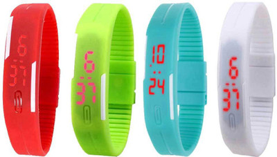 

Kissu Led Magnet Band Combo of 4 Red, Green, Sky Blue And White Watch - For Men & Women
