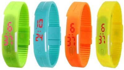 NS18 Silicone Led Magnet Band Combo of 4 Green, Sky Blue, Orange And Yellow Digital Watch  - For Boys & Girls   Watches  (NS18)