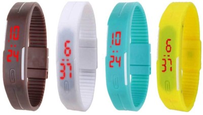 NS18 Silicone Led Magnet Band Combo of 4 Brown, White, Sky Blue And Yellow Digital Watch  - For Boys & Girls   Watches  (NS18)