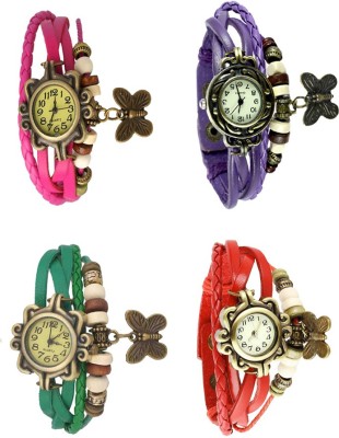 NS18 Vintage Butterfly Rakhi Combo of 4 Pink, Green, Purple And Red Analog Watch  - For Women   Watches  (NS18)
