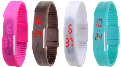 

Kissu Led Magnet Band Combo of 4 Pink, Brown, White And Sky Blue Watch - For Men & Women