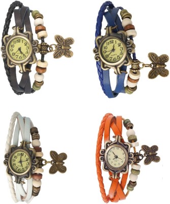 NS18 Vintage Butterfly Rakhi Combo of 4 Black, White, Blue And Orange Analog Watch  - For Women   Watches  (NS18)