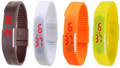 NS18 Silicone Led Magnet Band Combo of 4 Brown, White, Orange And Yellow Digital Watch  - For Boys & Girls   Watches  (NS18)