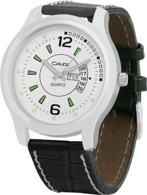 

Crude rg442 white dial metal case black strap formal watch for men Hybrid Watch - For Men