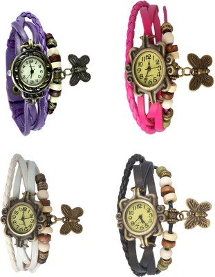NS18 Vintage Butterfly Rakhi Combo of 4 Purple, White, Pink And Black Watch  - For Women   Watches  (NS18)