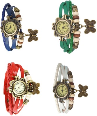 NS18 Vintage Butterfly Rakhi Combo of 4 Blue, Red, Green And White Analog Watch  - For Women   Watches  (NS18)