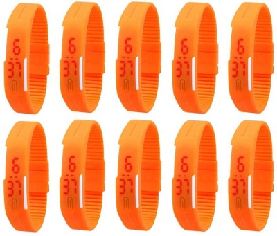 NS18 Silicone Led Magnet Band Watch Combo of 10 Orange Digital Watch  - For Couple   Watches  (NS18)
