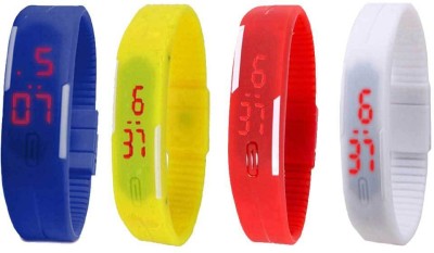 NS18 Silicone Led Magnet Band Combo of 4 Blue, Yellow, Red And White Digital Watch  - For Boys & Girls   Watches  (NS18)