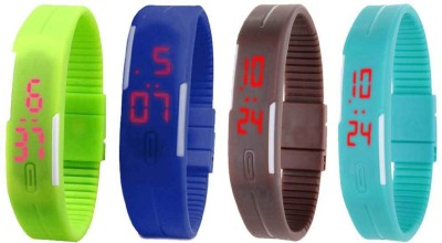 NS18 Silicone Led Magnet Band Watch Combo of 4 Green, Blue, Brown And Sky Blue Digital Watch  - For Couple   Watches  (NS18)