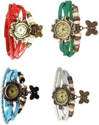 NS18 Vintage Butterfly Rakhi Combo of 4 Red, Sky Blue, Green And White Analog Watch  - For Women   Watches  (NS18)