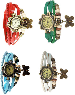 

NS18 Vintage Butterfly Rakhi Combo of 4 Red, Sky Blue, Green And White Watch - For Women