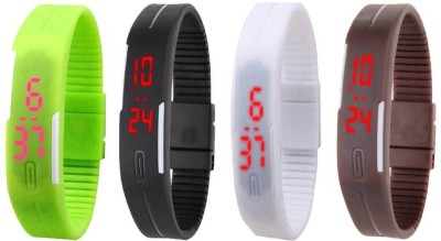 NS18 Silicone Led Magnet Band Combo of 4 Green, Black, White And Brown Digital Watch  - For Boys & Girls   Watches  (NS18)