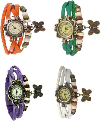 

NS18 Vintage Butterfly Rakhi Combo of 4 Orange, Purple, Green And White Watch - For Women