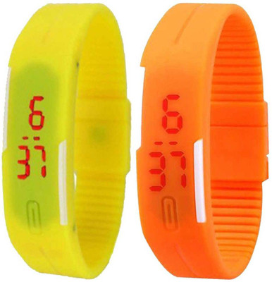 

Kissu Led Band Watch Combo of 2 Yellow And Orange Watch - For Couple