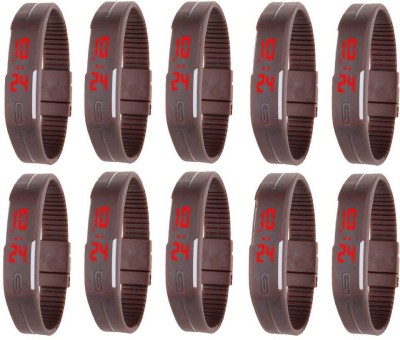 NS18 Silicone Led Magnet Band Combo of 10 Brown Digital Watch  - For Boys & Girls   Watches  (NS18)