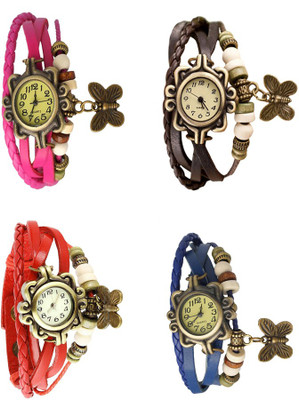 

NS18 Vintage Butterfly Rakhi Combo of 4 Pink, Red, Brown And Blue Watch - For Women