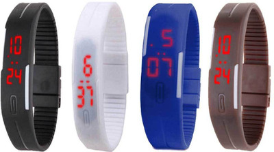 

Kissu Led Magnet Band Combo of 4 Black, White, Blue And Brown Watch - For Men & Women