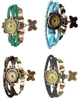 

Kissu Vintage Rakhi Combo of 4 Green, Brown, Sky Blue And Black Watch - For Women