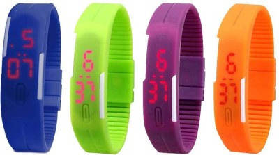 NS18 Silicone Led Magnet Band Combo of 4 Blue, Green, Purple And Orange Digital Watch  - For Boys & Girls   Watches  (NS18)